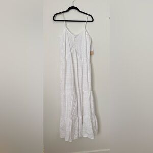 JustFab White Eyelet Tiered Maxi Dress